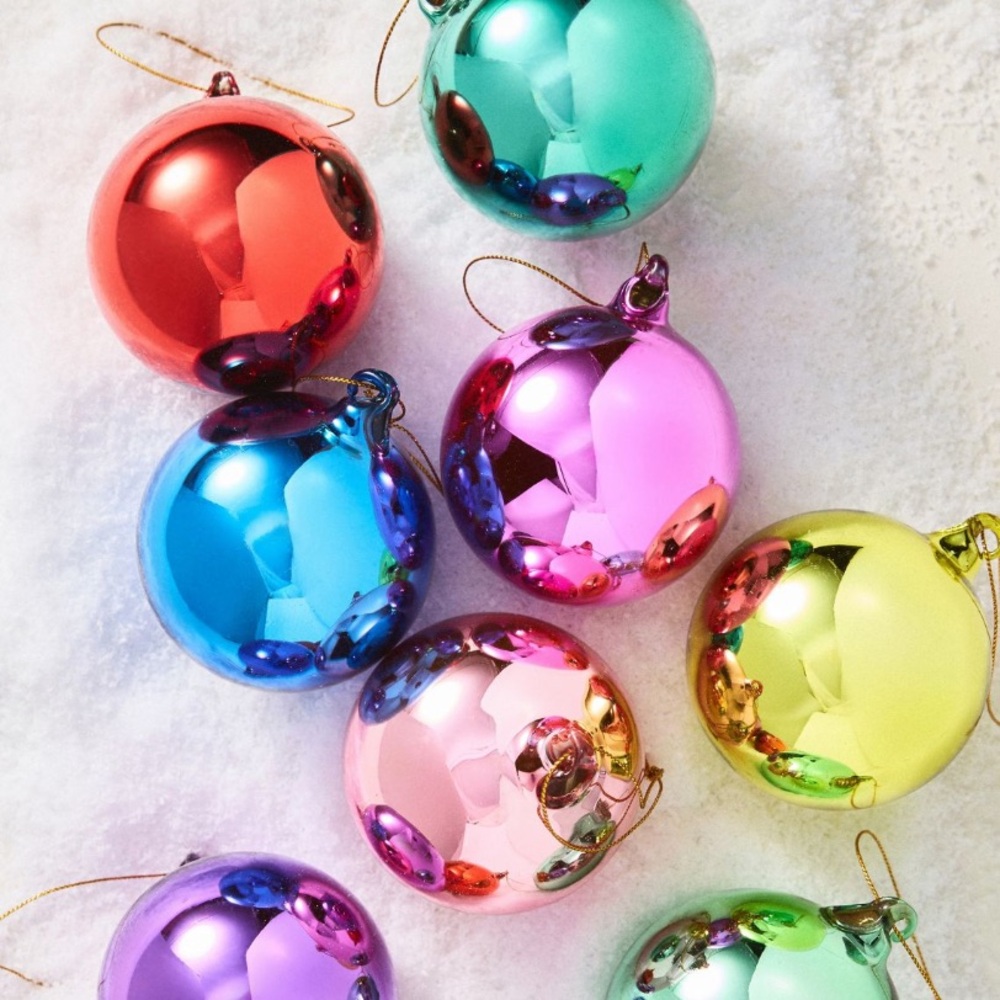 Anthropologie Multicolor Glass Ornament Set